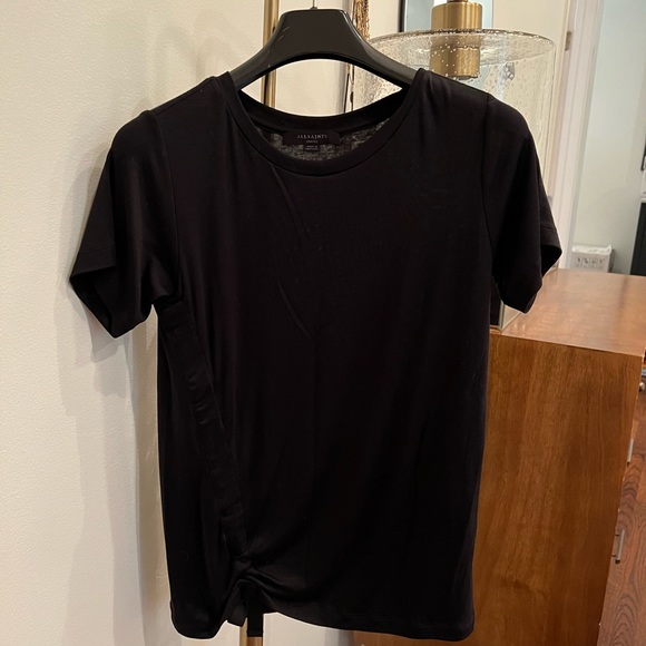 Allsaints black t-shirt with ruching detail size S - Picture 1 of 4